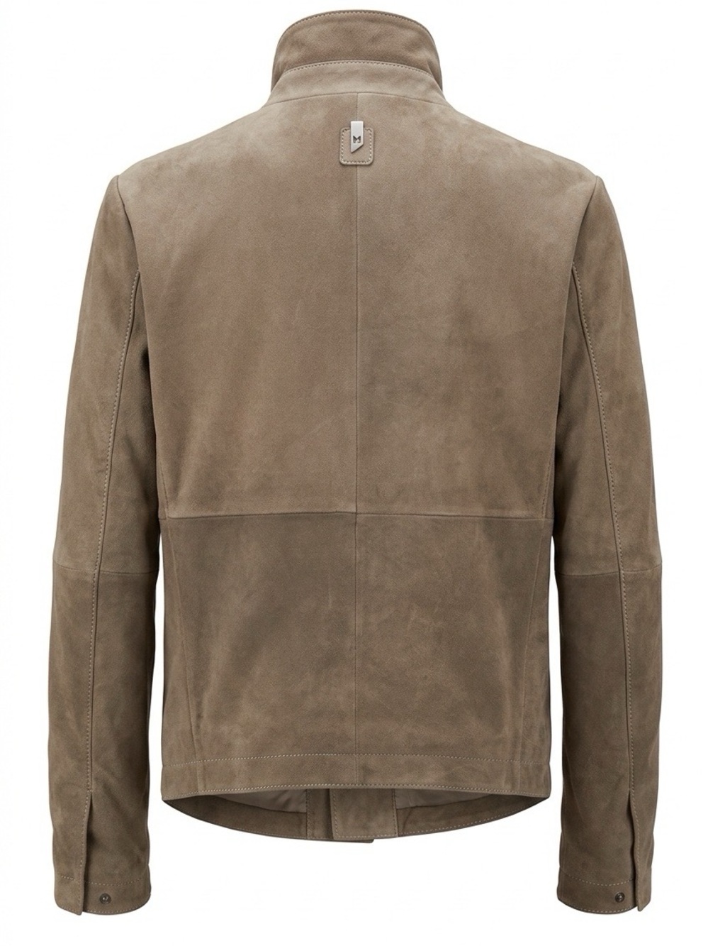 Suede Zip-Front Jacket in Taupe Size S - Picture 2 of 7